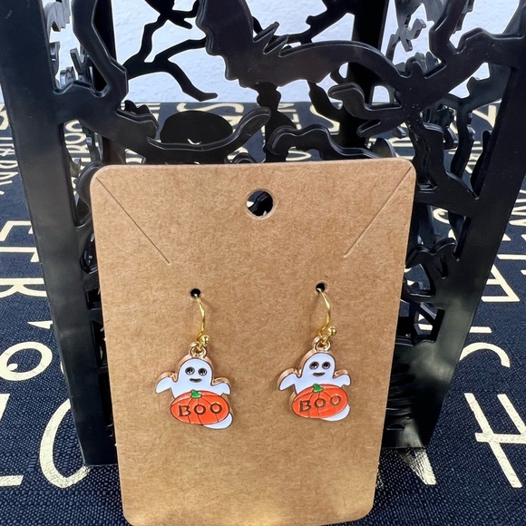 Halloween Earrings - Ghost & Pumpkin - Picture 3 of 3